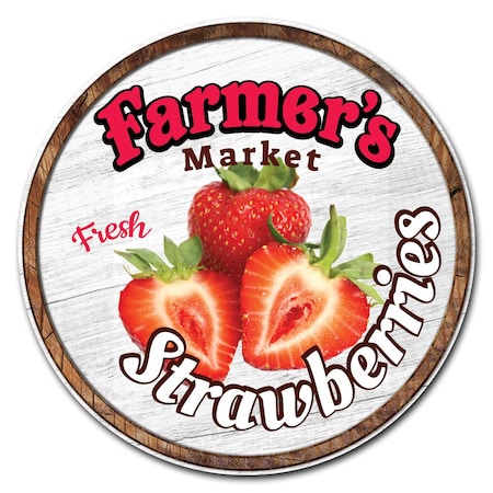 Signmission Farmers Market Strawberries Circle Corrugated Plastic Sign, C-8-CIR-Strawberries C-8-CIR-Strawberries